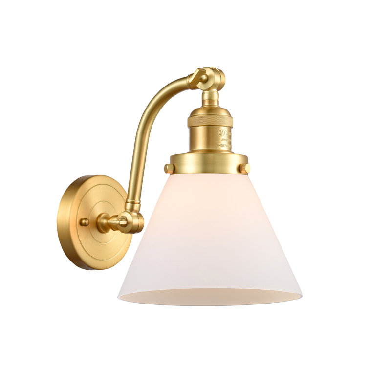 Applique murale 1 lumière Cone, Boîtier blanc mat, Or satiné