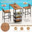 3 Pieces Outdoor Wood Bar Set w/ 3-Tier Storage Shelf & Metal Frame for Backyard