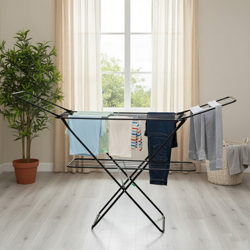 ROYALFORD 2 Tier Clothes Airer | Foldable Indoor Outdoor Clothes Drying Rack with 23 Bars| 27m Laundry Dryer Stand | Non-Slip Feet Space Saving Easy to Assemble Portable Clothes Dryer