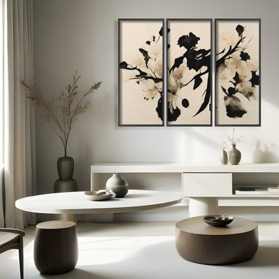 «Nature Inspired Cherry Blossom Branch» par Treechild, ensemble de 3 œuvres d'art encadrées sur papier