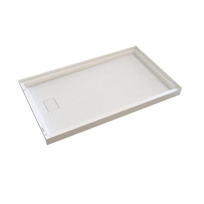 60 in. x 32 in. White SMC Single Threshold Shower Base with Left Drain