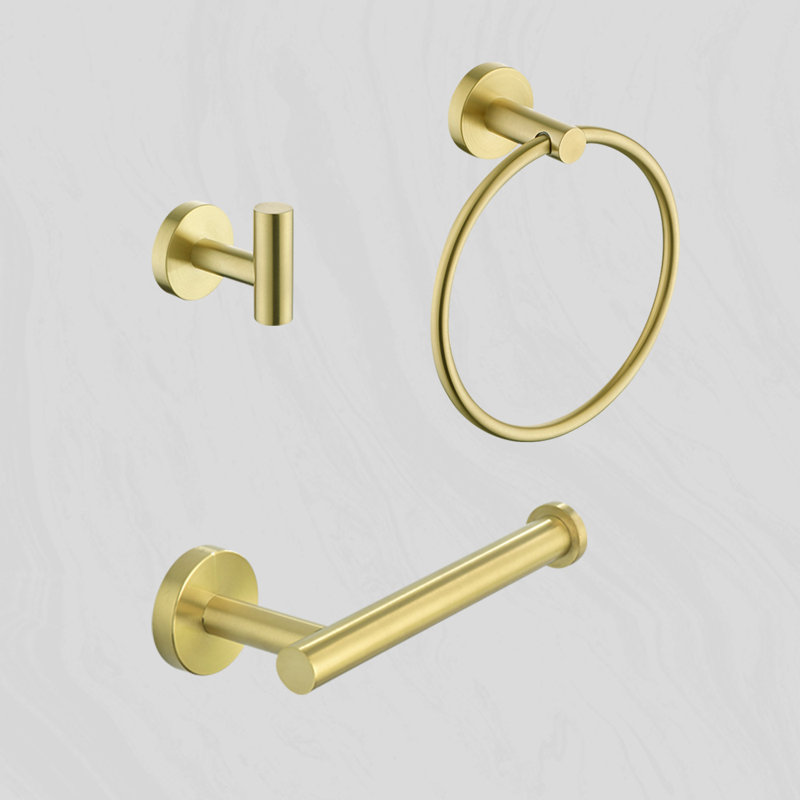 3 - Piece Bathroom Hardware Set, Brushed Gold