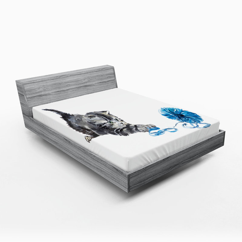 Ensemble de 2 draps-housse pour chat Ambesonne, Drap-housse de taille très grand californien