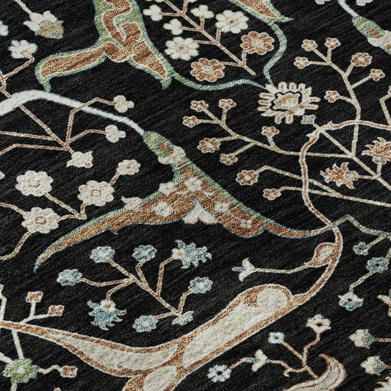 Premium Machine Washable Mayfield AMF2250 Global Rug, 2'6" x 3'10", Black
