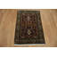 Tapis en laine noué à la main marron foncé et vert olive