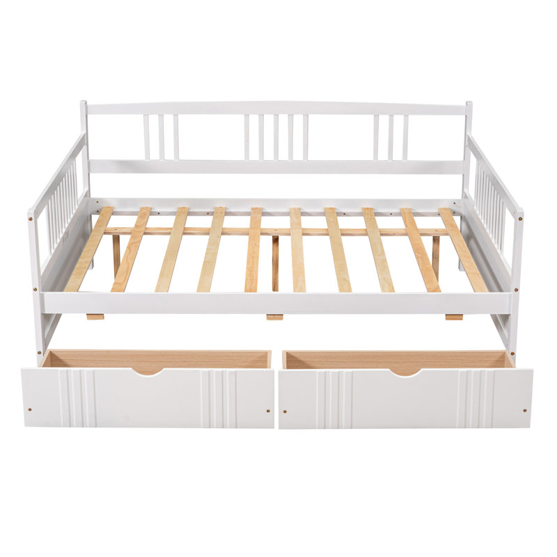 Lit de jour polyvalent en bois avec deux tiroirs, idéal pour la détente, le rangement et une utilisation multifonctionnelle dans divers espaces de vie