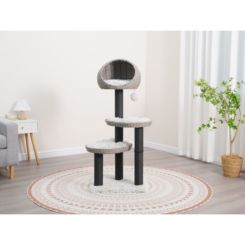 PetPals 50" Handwoven Cat Tree with 3 Levels