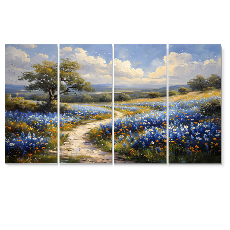 Ensemble d'art mural sur toile à motif de bonnets bleus, H 32 po x l 64 po