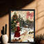 Art mural rétro noir avec père Noël et arbre de Noël, impressions de style rétro-1458346256