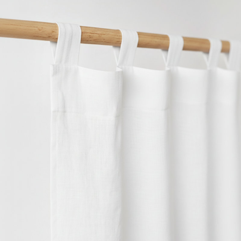 80% paire de rideaux semi-transparents 20% lin français TENCEL, L 53 po x L 90 po, Blanc