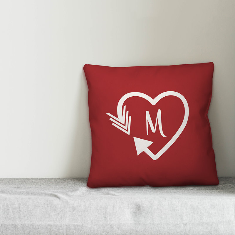 Housse et insert de coussin carré extérieur Heart Monogram, M