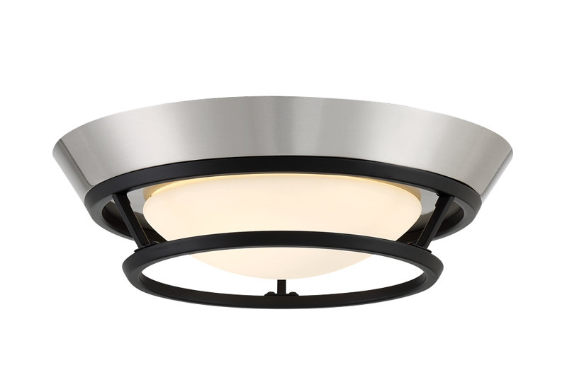 Dilyara Glass LED Flush Mount, Coal/Brushed Nickel