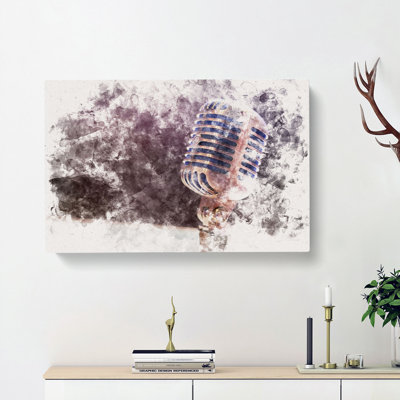 Steel Vocal Microphone Watercolour - Wrapped Canvas