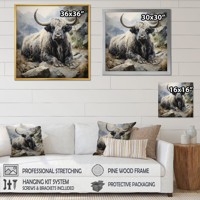 Yaks Serenity In Shadows I, reproduction d'art sur toile, H 30 po x l 30 po x P 1 po, Noir