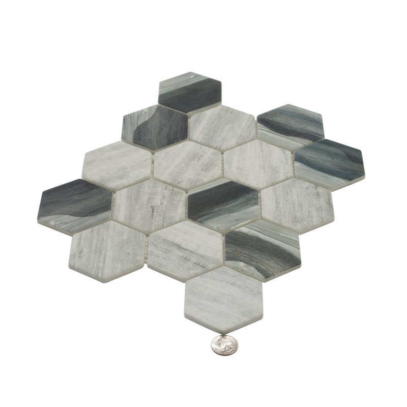 Aloha 2.8 in. x 2.8 in. Honeycomb Matte Tile, Gray Wood