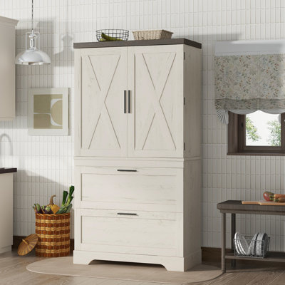 Armoire en bois de style campagne moderne avec cadre robuste avec cloison de rangement à porte intérieure avec tiroirs pour le salon, le vestibule, la chambre à coucher, le couloir et le bureau