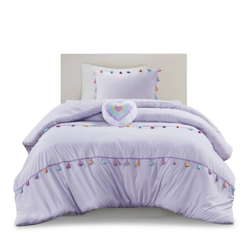 Hypoallergenic Microfiber Bedding Sets With Decorative Elements For Kids' Room