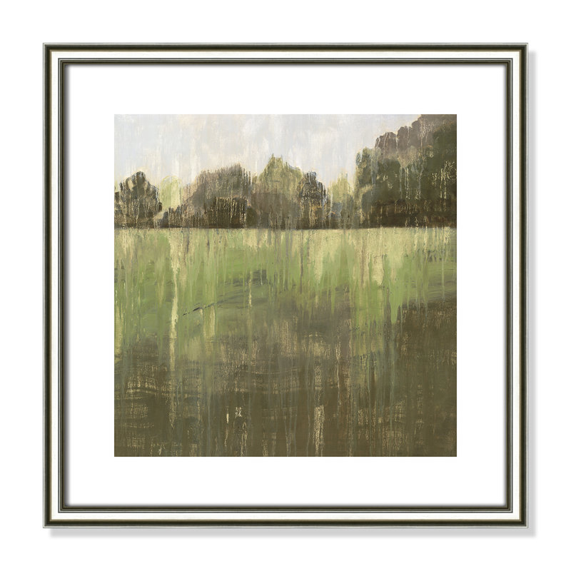 Champ vert II - reproduction d'art, H 18,25 po x l 18,25 po x P 0,88 po, Papier avec cadre argenté