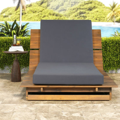 Méridiennes de patio réglables, chaise longue en bois d'acacia pour piscine