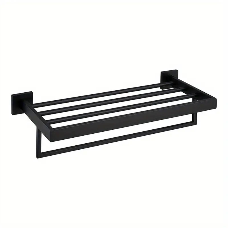 Porte-serviettes mural robuste en acier inoxydable de 19,7 po - parfait pour la salle de bain et la cuisine, Noir mat