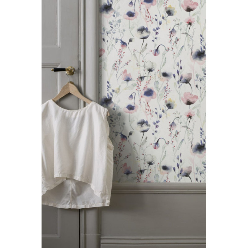Lo Floral Wallpaper Roll, Pink/Purple/Gray
