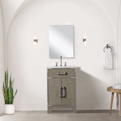 Meuble-lavabo simple 20 po X P 18 po D, comptoir en acrylique, 18 po Ensemble miroir et robinet
