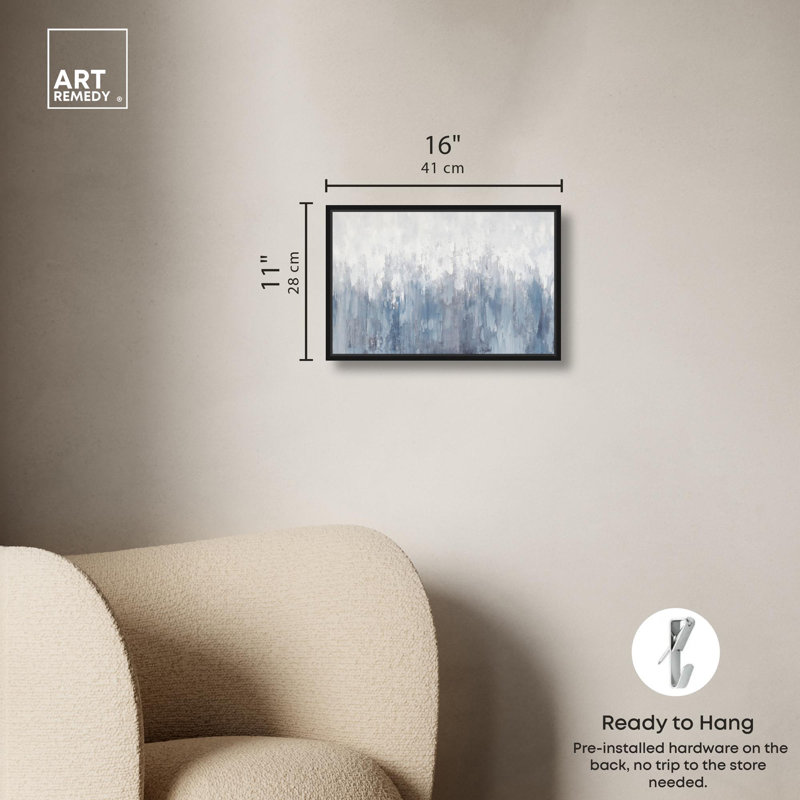 Art Remedy, toile abstraite neutre, H 11 po x l 16 po, Cadre flottant noir