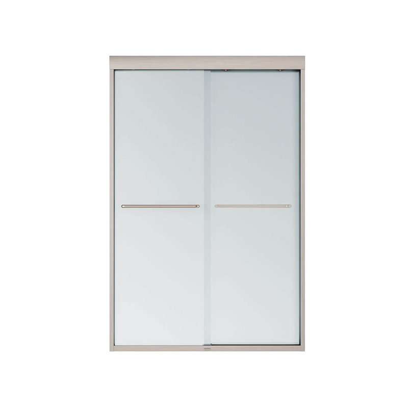 Porte de douche double coulissante semi-sans cadre 43 po x 71 po Kameleon, Transparent, Nickel brossé