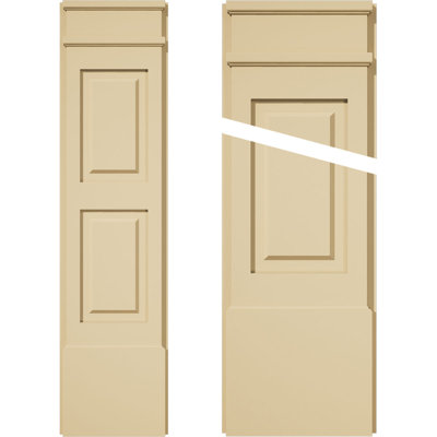Signature Urethane Two Equal Raised Panel Pilaster with Capital & Base, Primed Tan (Pair)