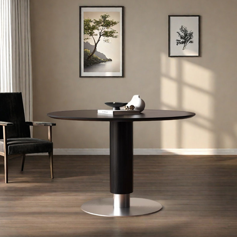 Table ronde décontractée Modern Slimal Rock, Noir, noir, noir, noir, H 29,52 po x L 39,37 po x l 39,37 po
