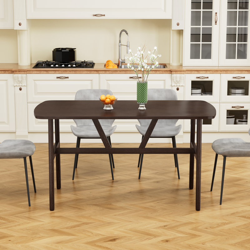 Table de salle à manger rectangulaire 47 po, Brun, Bois brun foncé