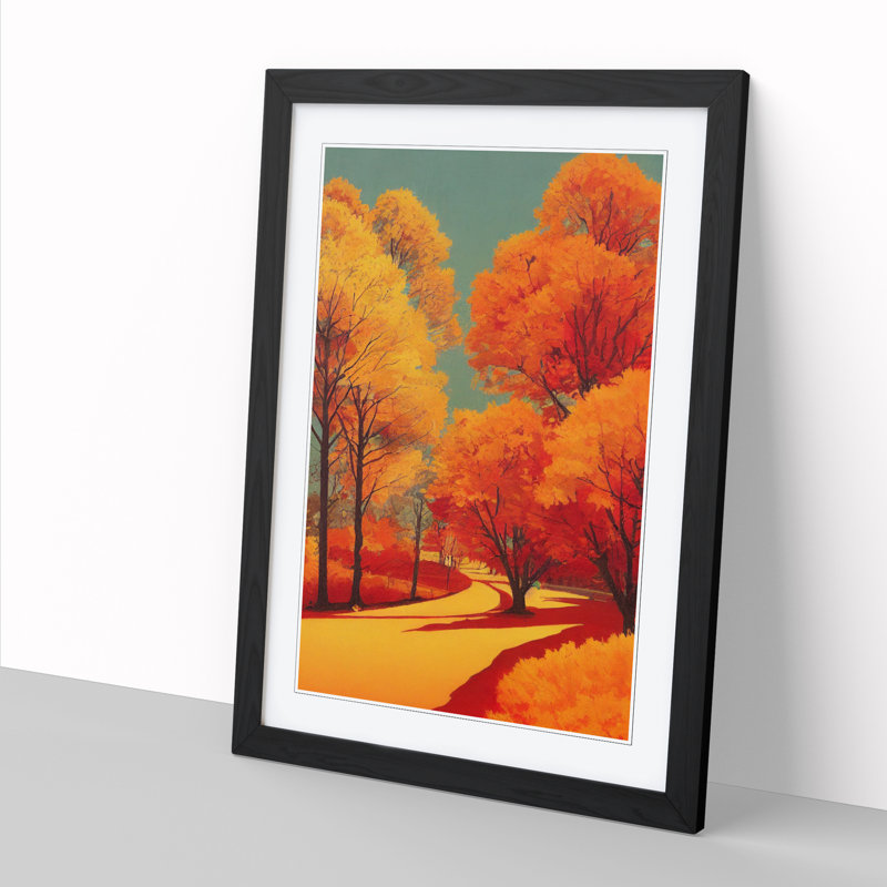 Autumn Forest Landscape Vol.4 - Single Picture Frame Print, Black Framed, 34cm H x 25cm W