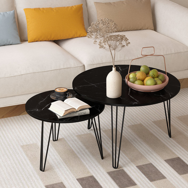 Ensemble de 2 tables basses gigognes rondes 27,56 po