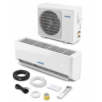 Thermopompe à courant alternatif et sans conduit 12 000 BTU sans conduit, 17 onduleurs SEER2, 208-230 V 60 Hz, réfrigérant R32, ligne cuivre-aluminium de 4 m, non-WiFi, silencieux pour les pièces jusqu'à 750 pieds carrés, blanc