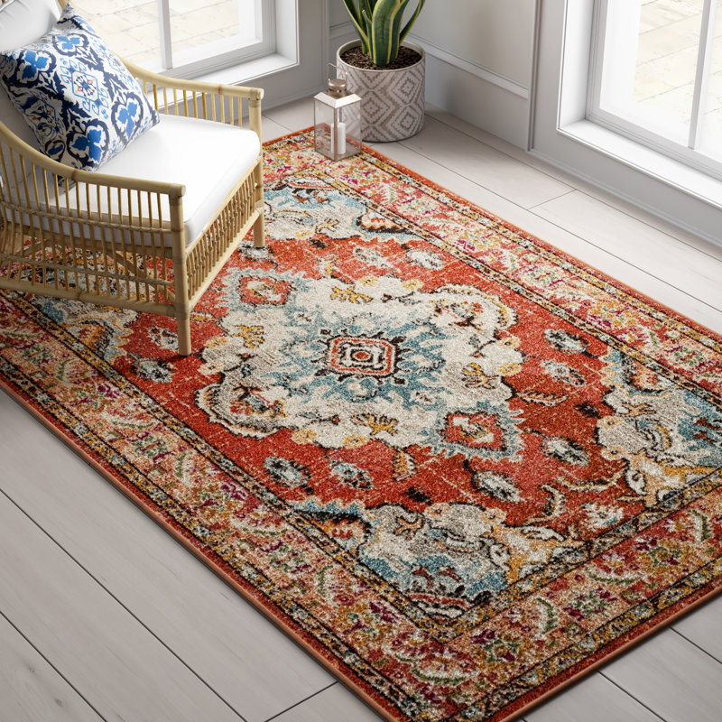 Almyra Oriental Area Rug, Round 8', Orange