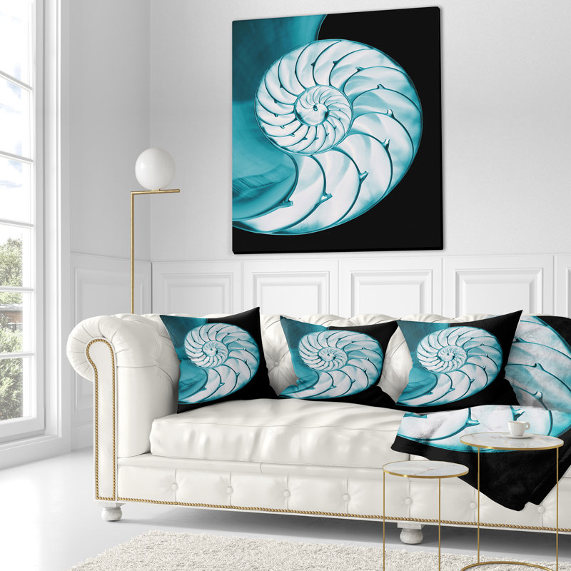 Coussin de coquillage à chambres nautilus, 16 po x 1 po, Coussin décoratif