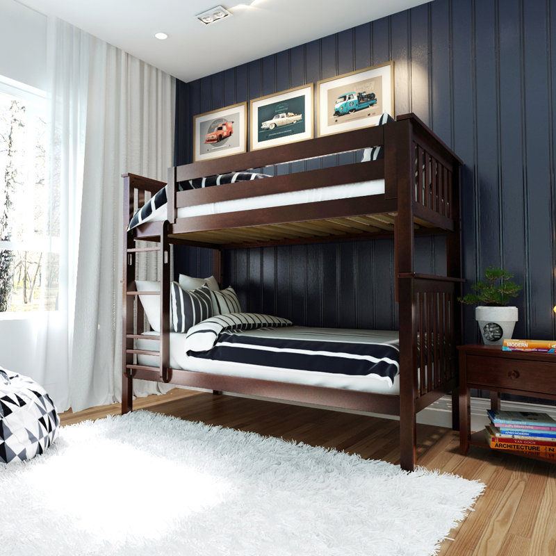  Benjahmin Kids Solid Wood Bunk Bed, Espresso, Twin Over Twin