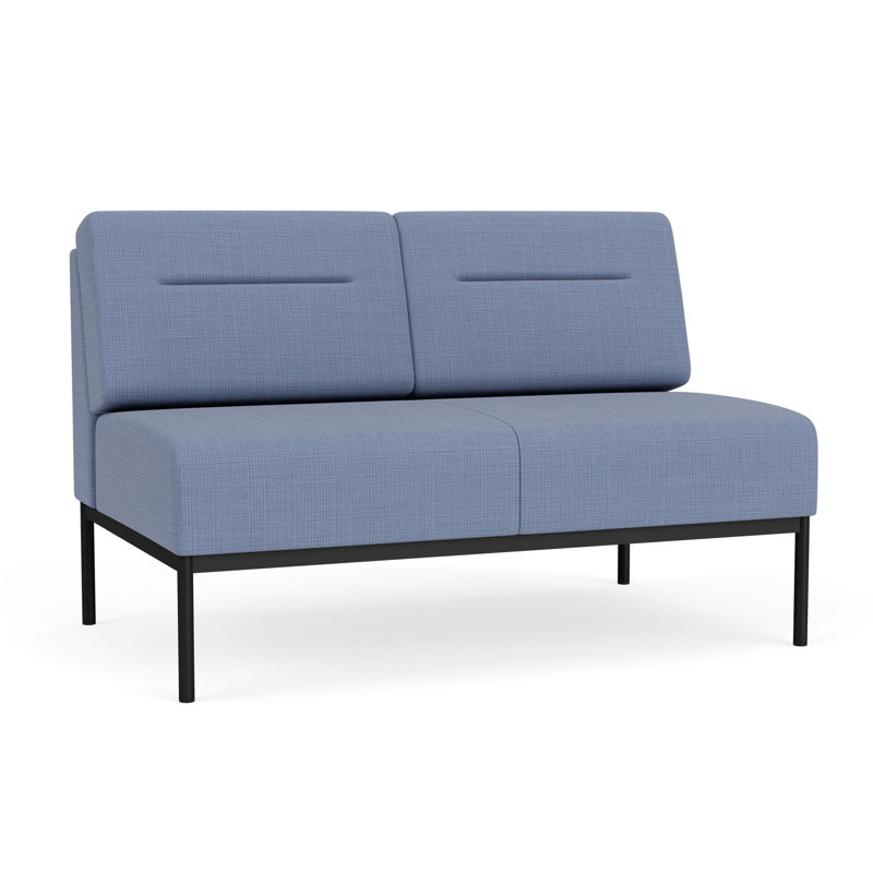Causeuse Darsey, Noir, Chambray bleu marine clair, Sans alimentation