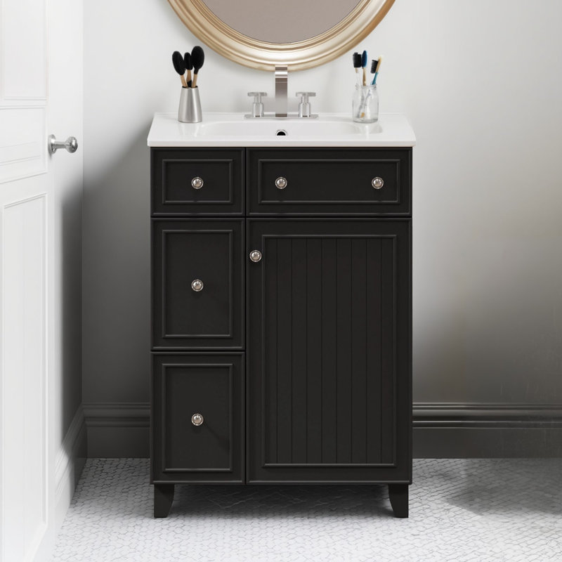 Meuble-lavabo 24 po avec lavabo en céramique, 2 tiroirs et 1 porte