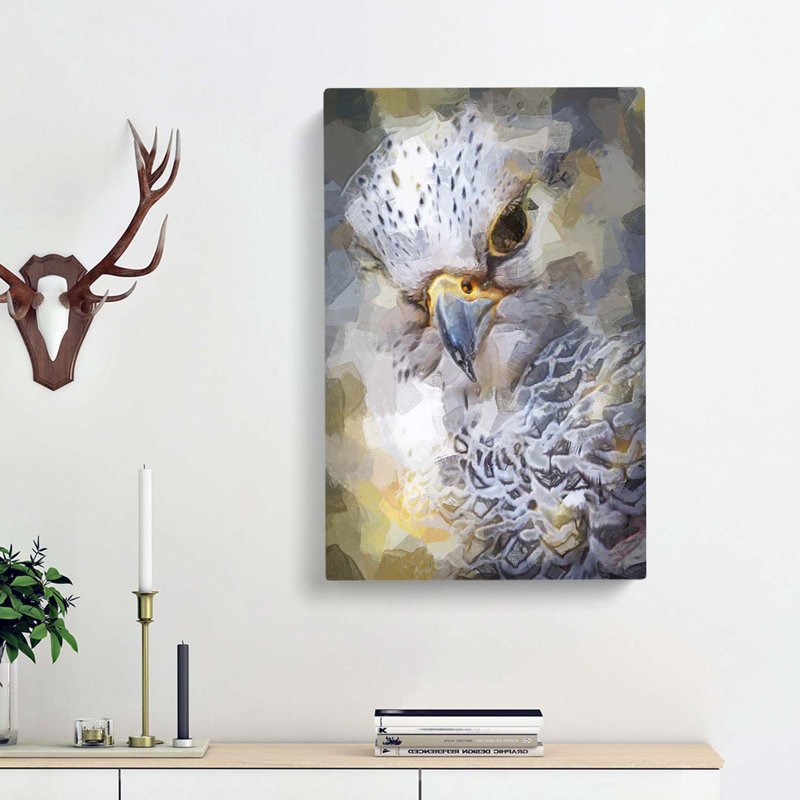 Hawk Bird in a Golden Light in Abstract - Wrapped Canvas, 91cm H x 60cm W x 3cm D
