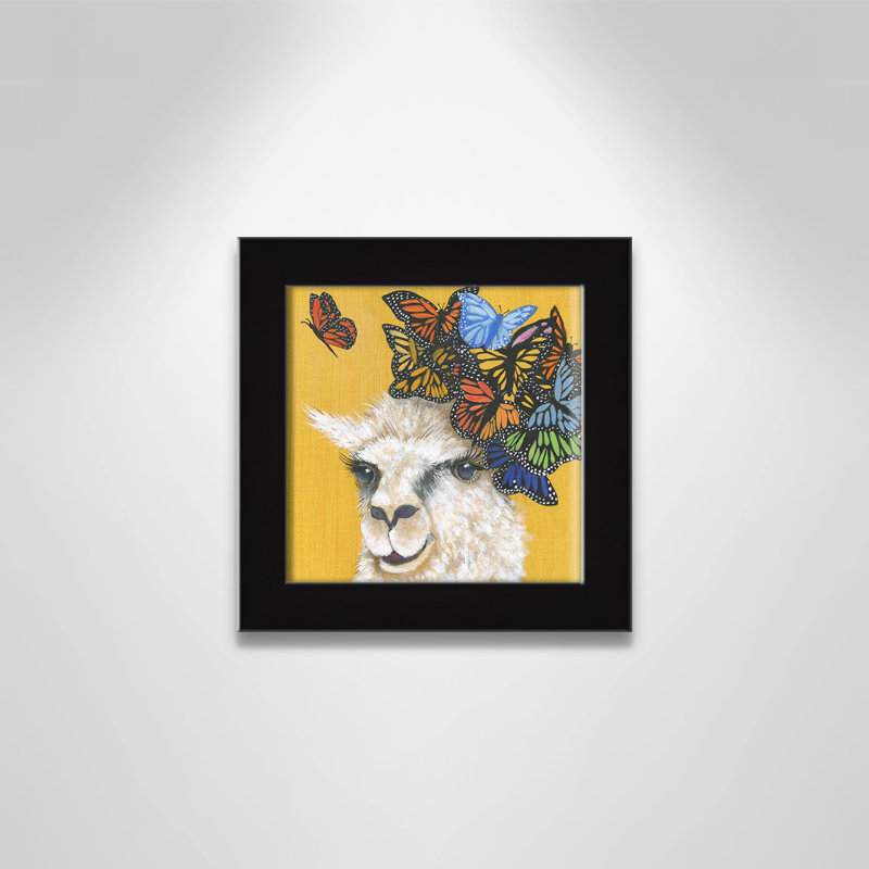 Art sur toile llama, H 10 po x l 10 po x P 0,625 po, Cadre noir