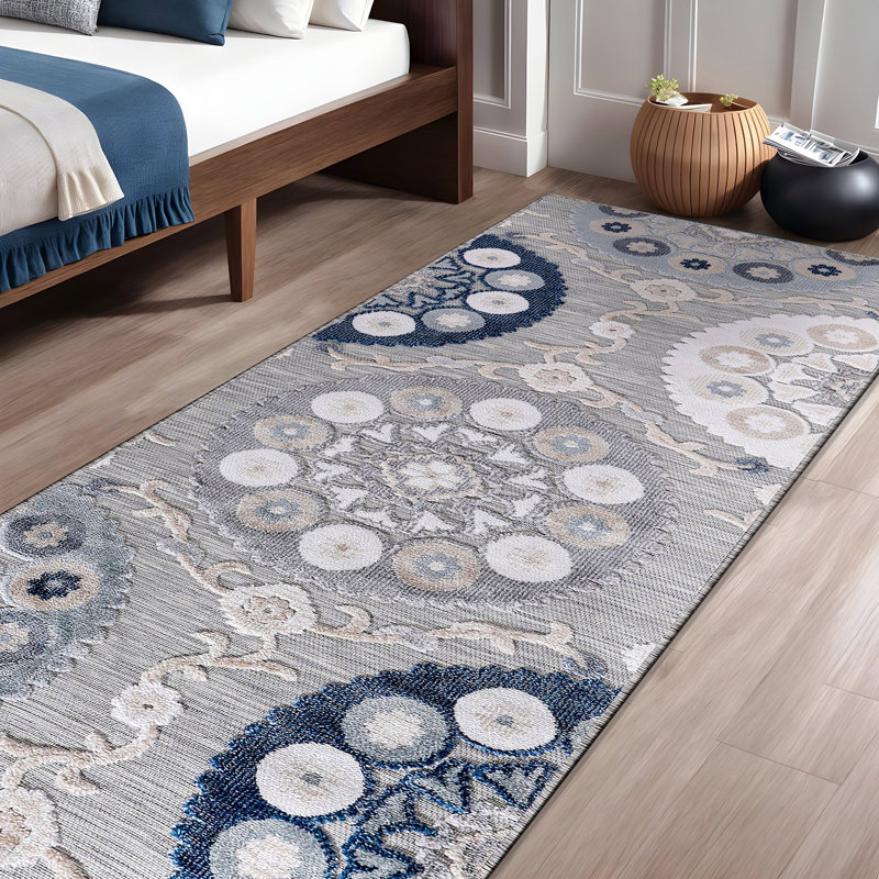 Chartier Machine Woven Floral Area Rug, Runner 2' x 10'