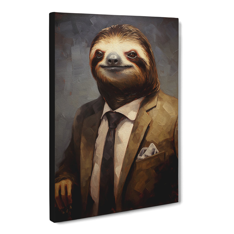 Sloth in a Suit Painting No.4 - Wrapped Canvas, 60cm H x 40cm W x 3cm D