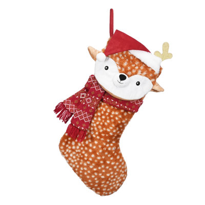  Décorations de bas de Noël, ornement suspendu en peluche personnalisé de 21 pouces rouge brun Sika Deer pour fête de Noël