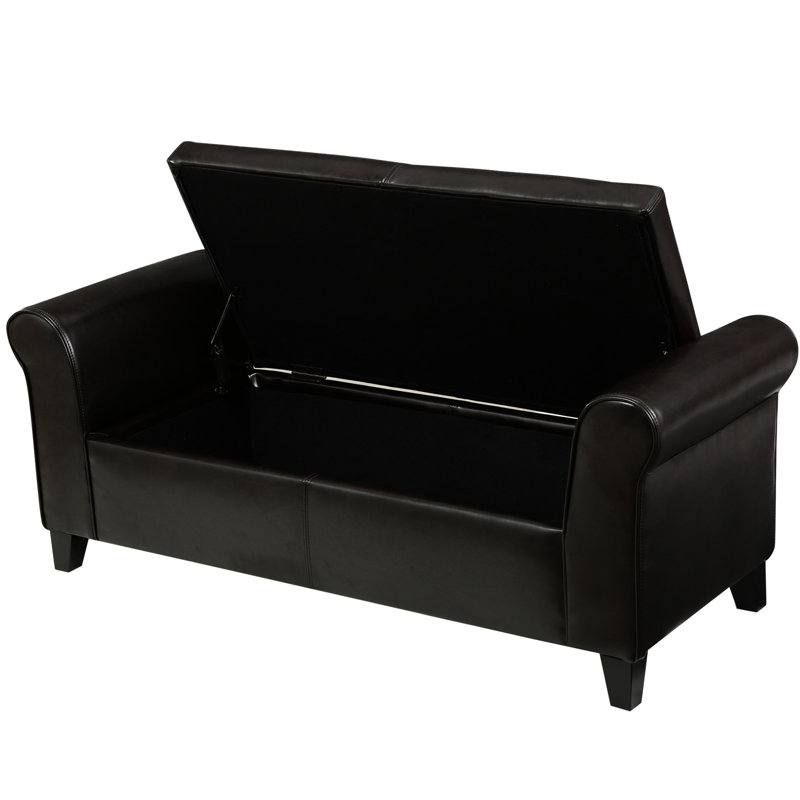 Banc rembourré en cuir PU - base en bois, l 49,67 po x H 20,35 po x P 19,72 po, couleur expérience confortable, structure, ajout élégant