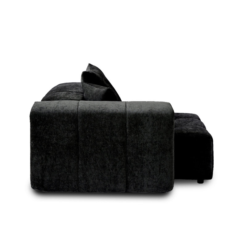 Chaise rembourrée en tissu de lin Kay, Noir