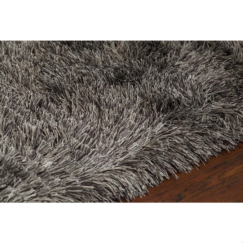 Elisha Hand-Woven Gray/Black Area Rug, Black/Gray, Rectangle 7'9" x 10'6"