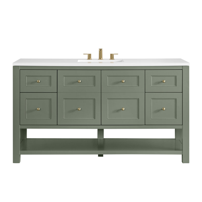 Breckenridge 60'' W Single Vanity, Smokey Celadon, White Zeus Silestone, Widespread