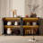 4-door Sideboard Cabinet, Black With 2 Shelves, Arched Glass Door Fronts-164130984