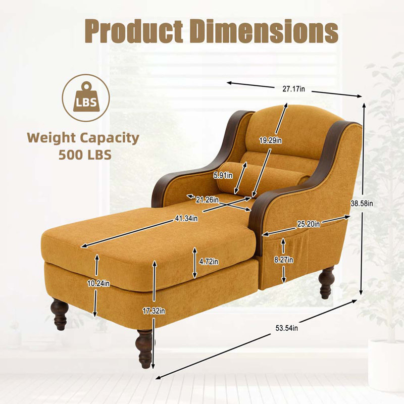 Chaise longue surdimensionnée en chenille, Jaune moutarde